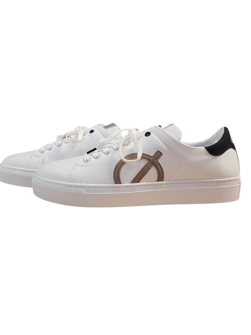 Loci Men's White Origin Sneakers with Taupe Accent